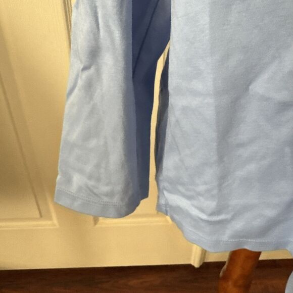 LL Bean Womens Open Pleated Cardigan XL  Supima Cotton Blue Corp Core Preppy - Picture 4 of 10